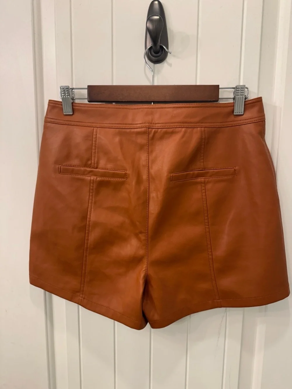 Anthropologie Faux Leather Shorts Size 6 Brown Boho Festival Minimalist
